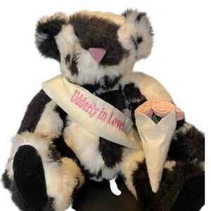 Vermont Teddy Bear Holstein Fur Udderly in Love Sash Bouquet Vintage Authentic